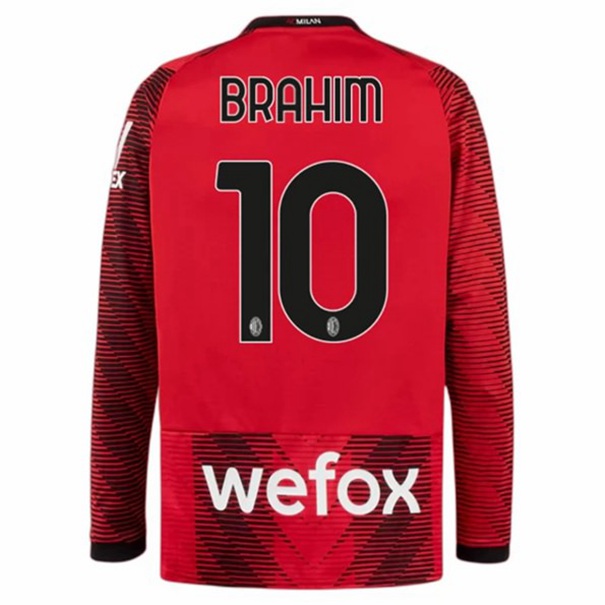 AC Milan Brahim 10 Hjemme Trøje 2023-2024 - Langærmet